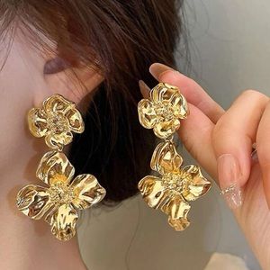 Gold Flower Drop Earrings